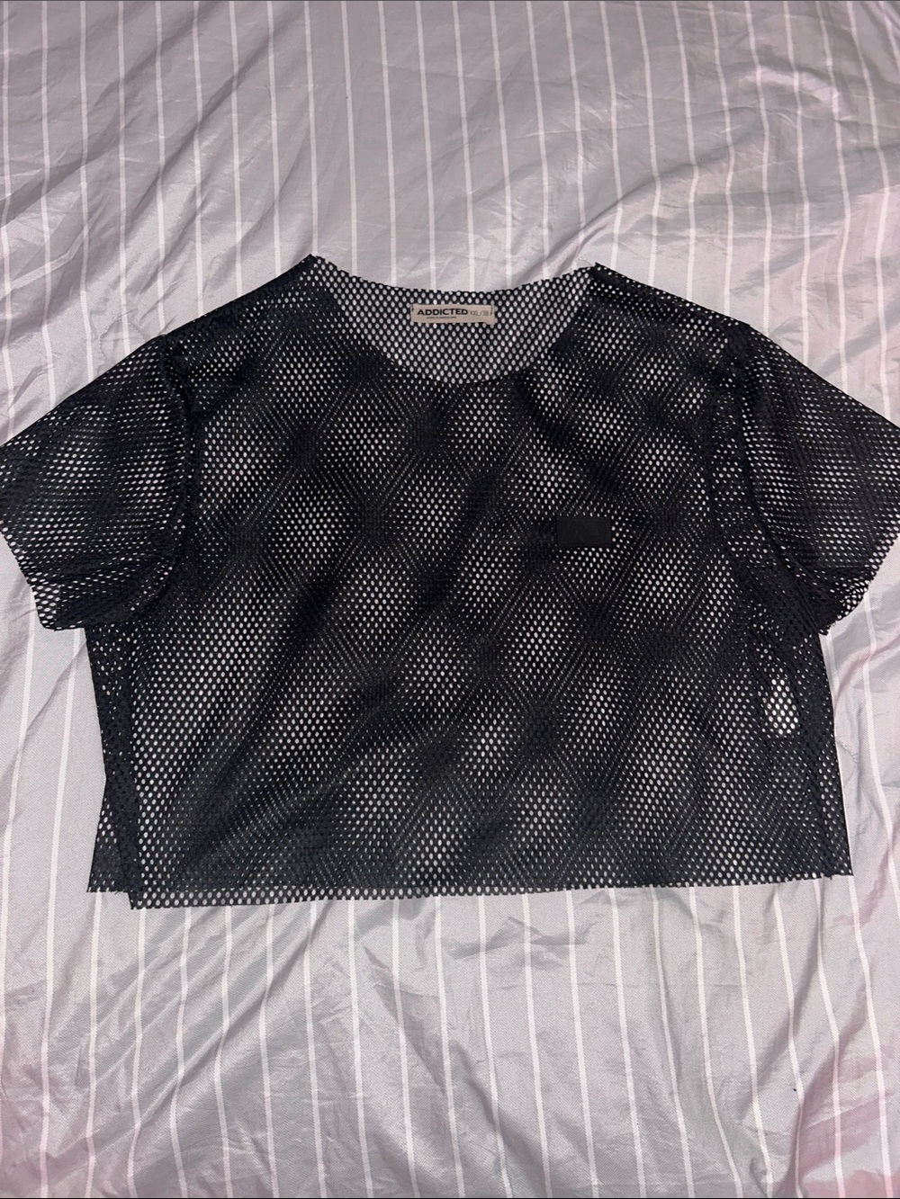 Addicted Brands Black Mesh Crop Tee